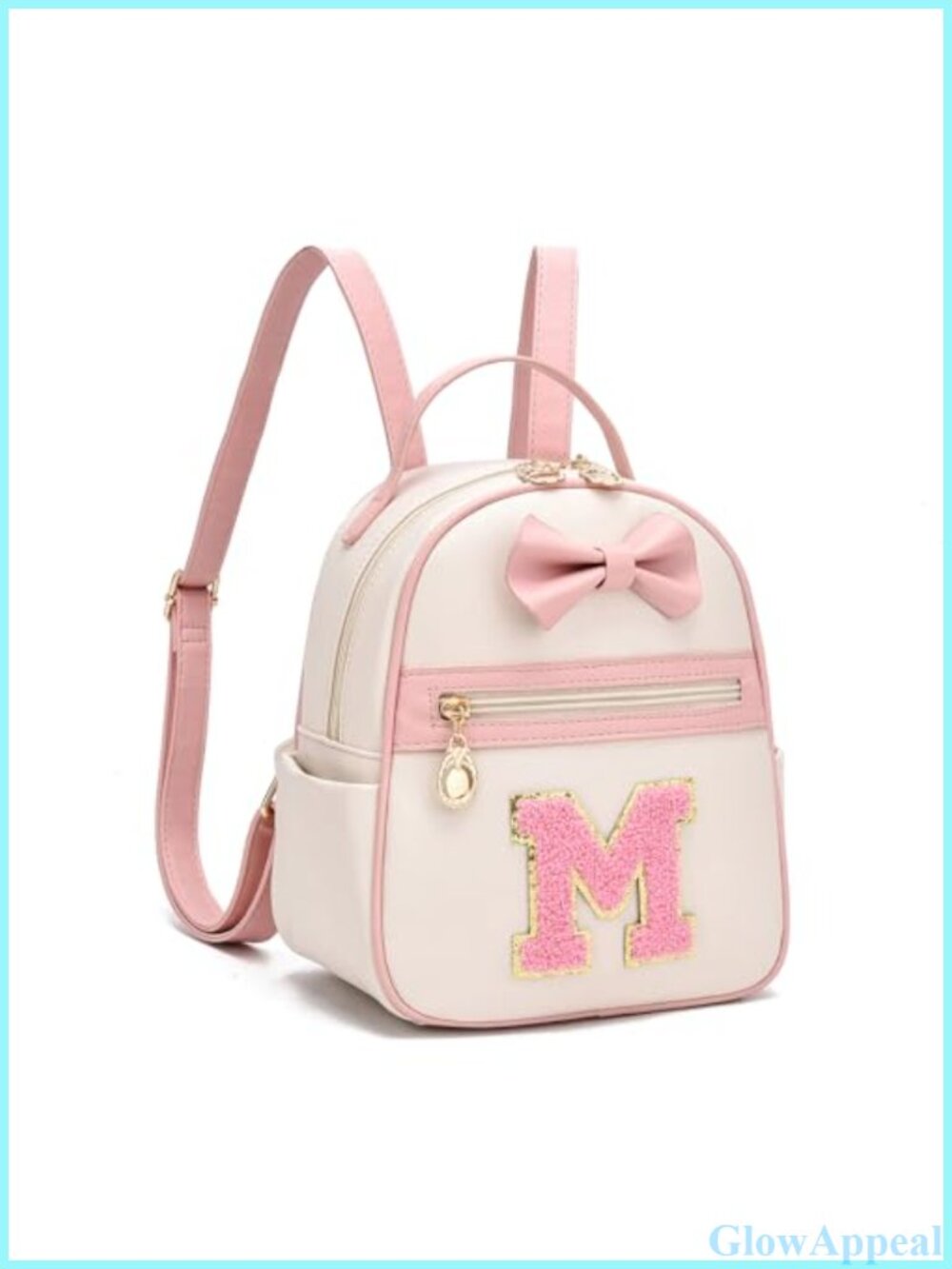Initial Bowknot Mini Faux Leather Backpack Cute Personalized Back to School